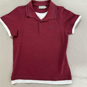 Dior kids double layered burgundy polo with bee embroidery